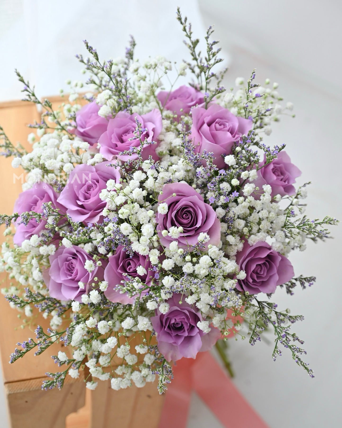 Bridal Bouquet | wedding flower | baby's breath bridal bouquet | purple rose bridal | ROM bouquet Flower Delivery | Mondrian Florist SG