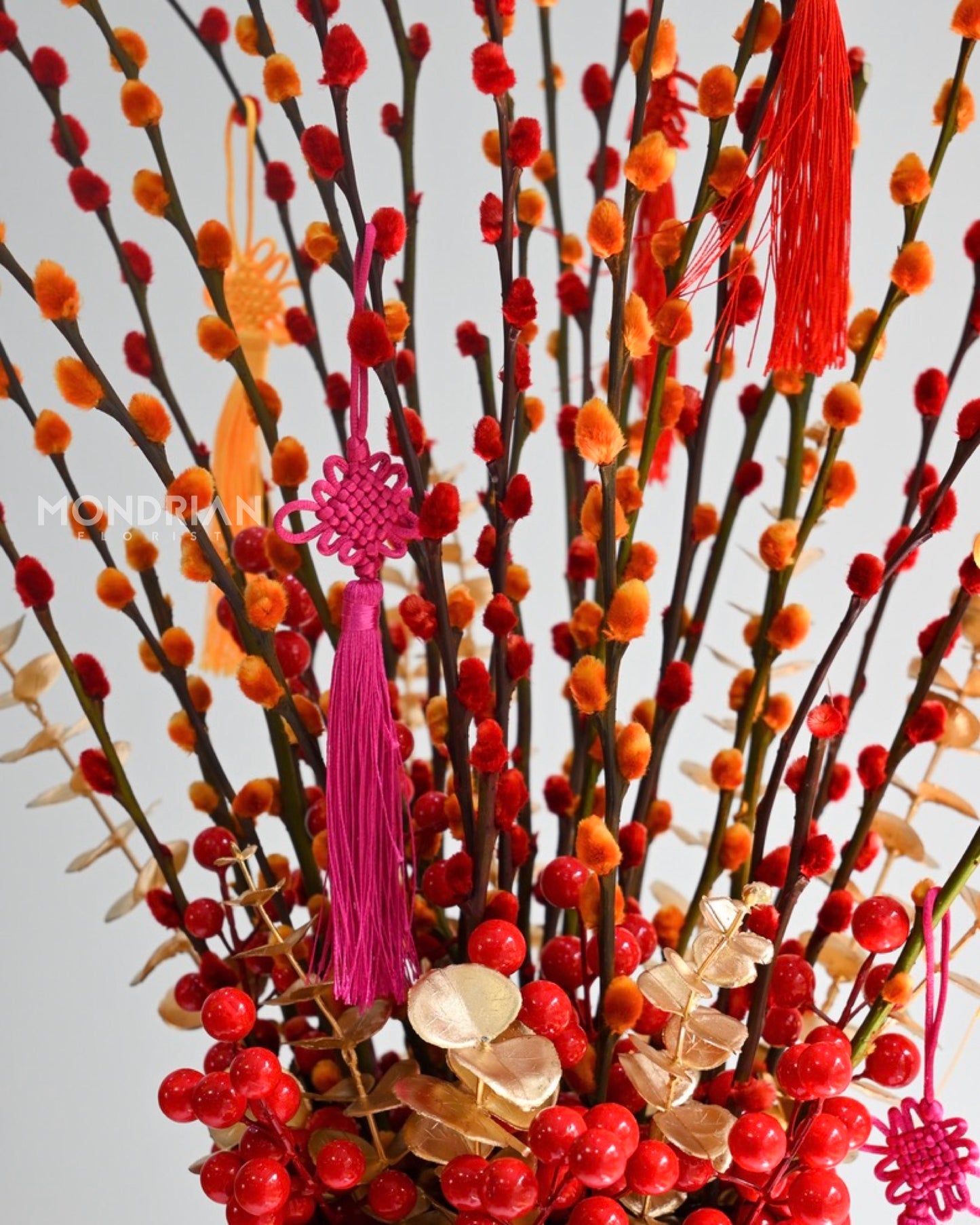 2025 CNY flower arrangement | chinese new year pussy willow arrangement | new year gift delivery Singapore | Mondrian Florist SG