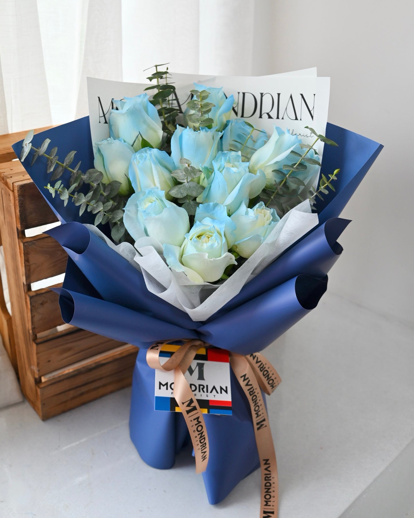 Blue rose Bouquet | anniversary rose delivery | ice blue rose flower | birthday flower delivery | flower bouquet sg | Valentine's Day flower delivery | Mondrian Florist SG