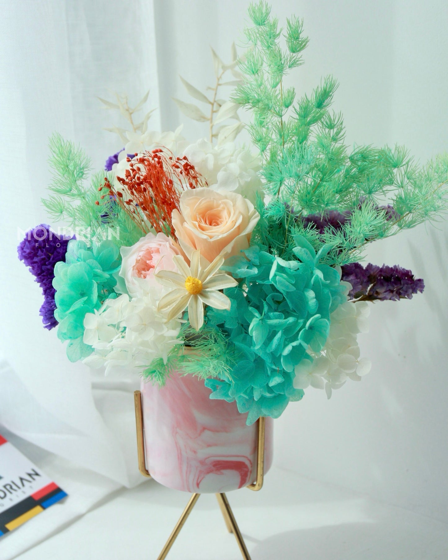 Preserved Rose Arrangement | dried flower | vase arrangement | Tiffany Blue bouquet | Same Day flower Delivery | Mondrian Florist SG