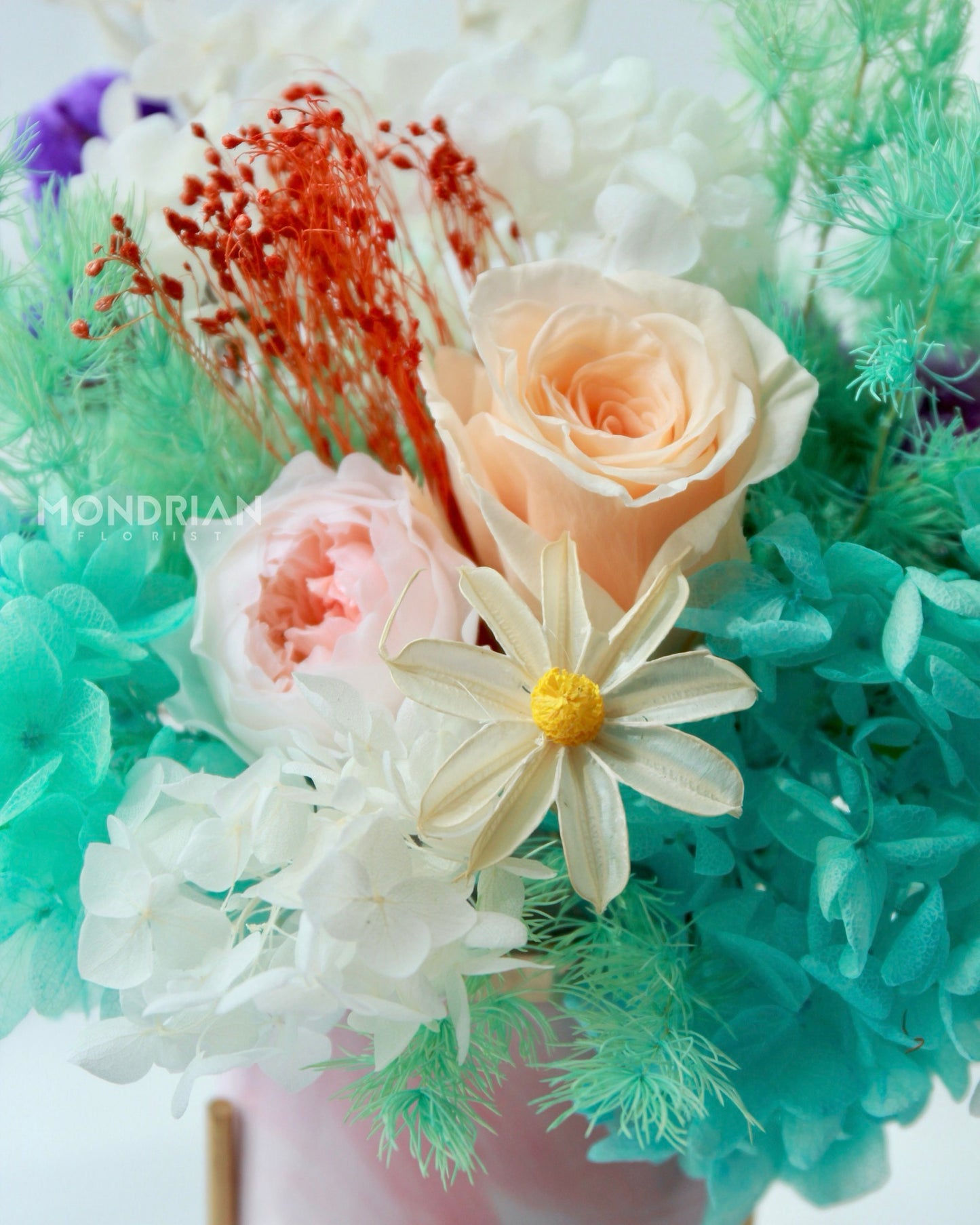 Preserved Rose Arrangement | dried flower | vase arrangement | Tiffany Blue bouquet | Same Day flower Delivery | Mondrian Florist SG