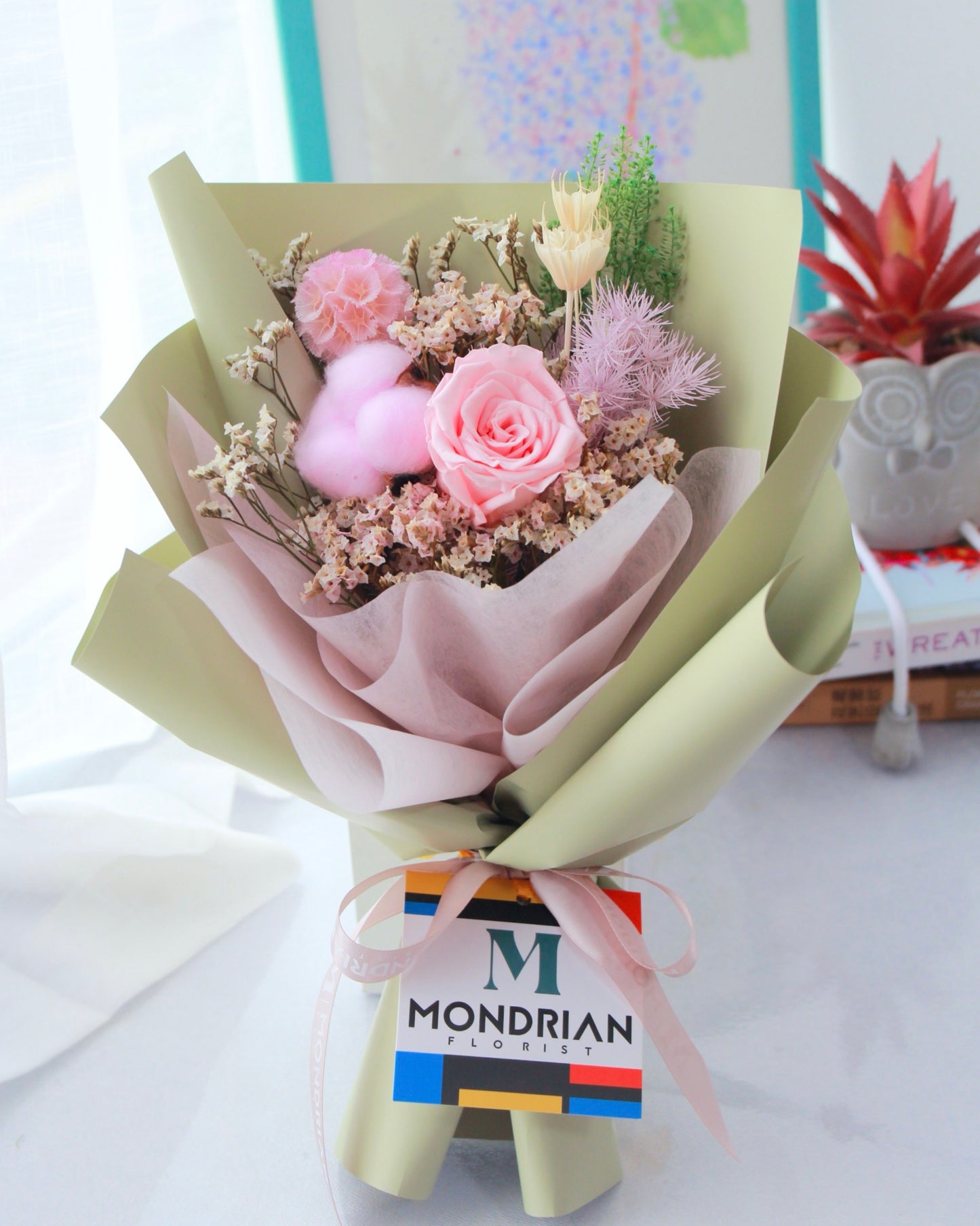 Preserved Rose Bouquet | dried flower bouquet | pink rose bouquet | flower delivery sg | Mondrian Florist SG
