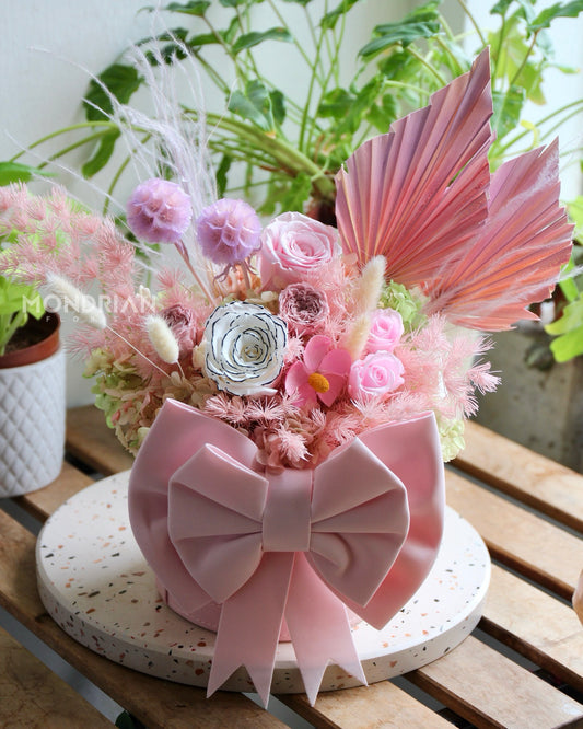 Preserved Rose and hydrangea flower Box | bloom box | dried flower | dried flower arrangement | flower home decor | Mondrian Florist SG