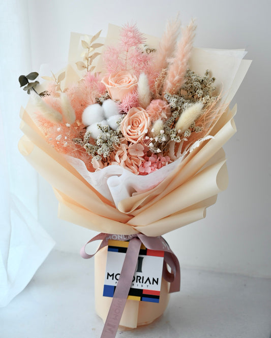 Preserved Rose Bouquet | dried flower bouquet | champagne rose bouquet | flower delivery sg | Mondrian Florist SG