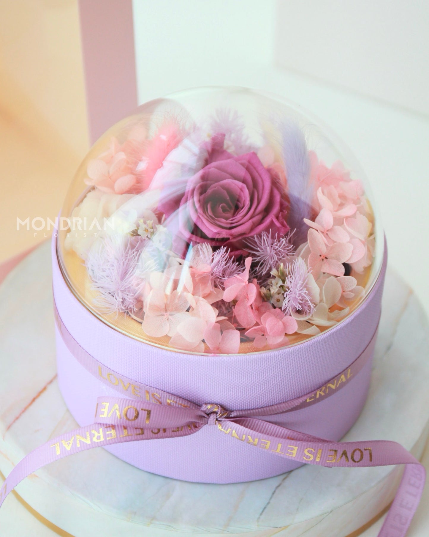 Preserved Rose in Dome | purple rose | Best Online Florist | Singapore flower delivery | Mondrian Florist SG