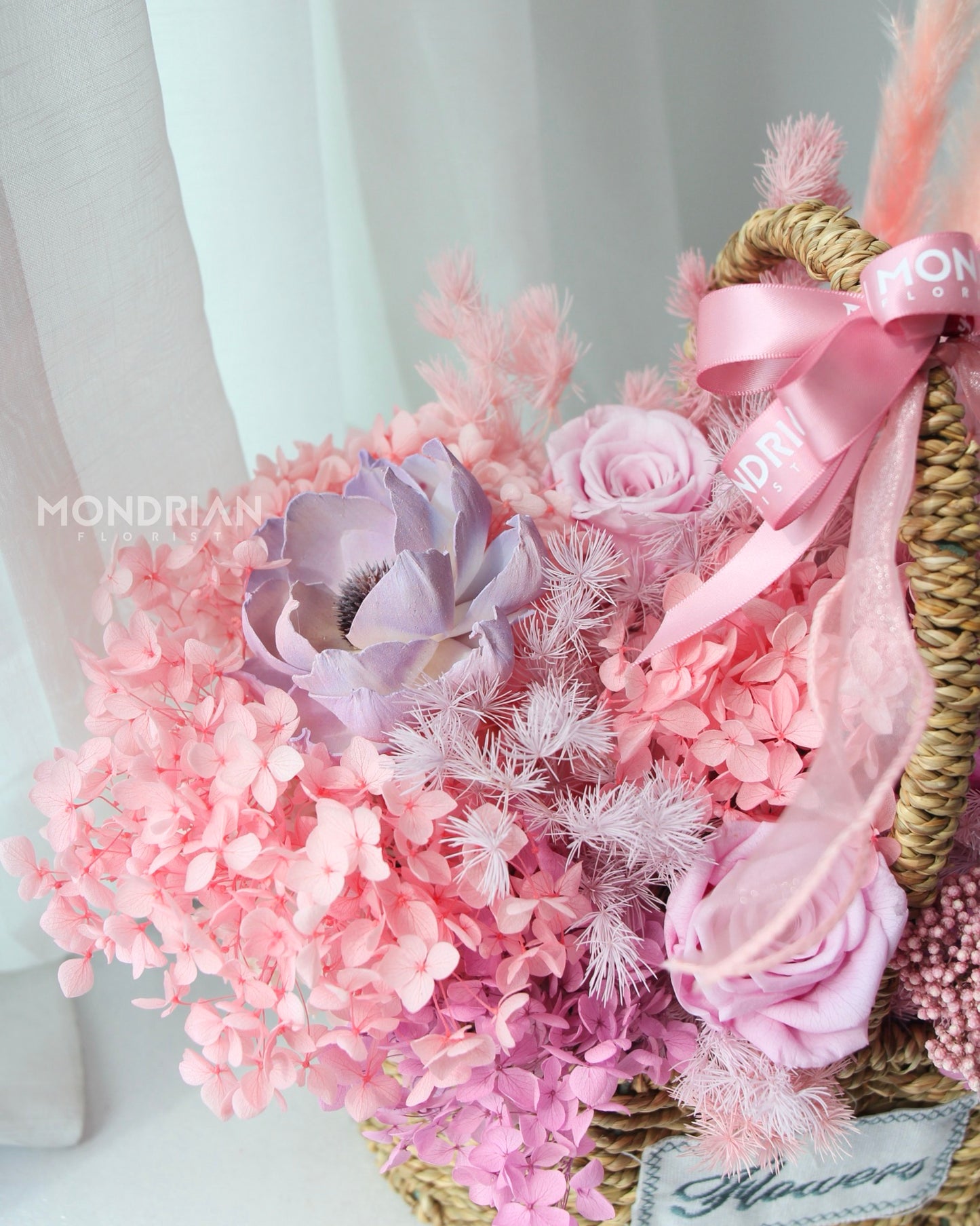 Preserved Rose Arrangement | luxury dried flower basket singapore | dried flower | Same Day flower Delivery | Mondrian Florist SG