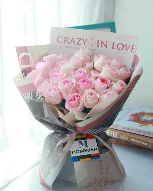 pink rose bouquet singapore | birthday bouquet singapore | anniversary rose flower | pink rose | proposal rose singapore | Mondrian Florist SG