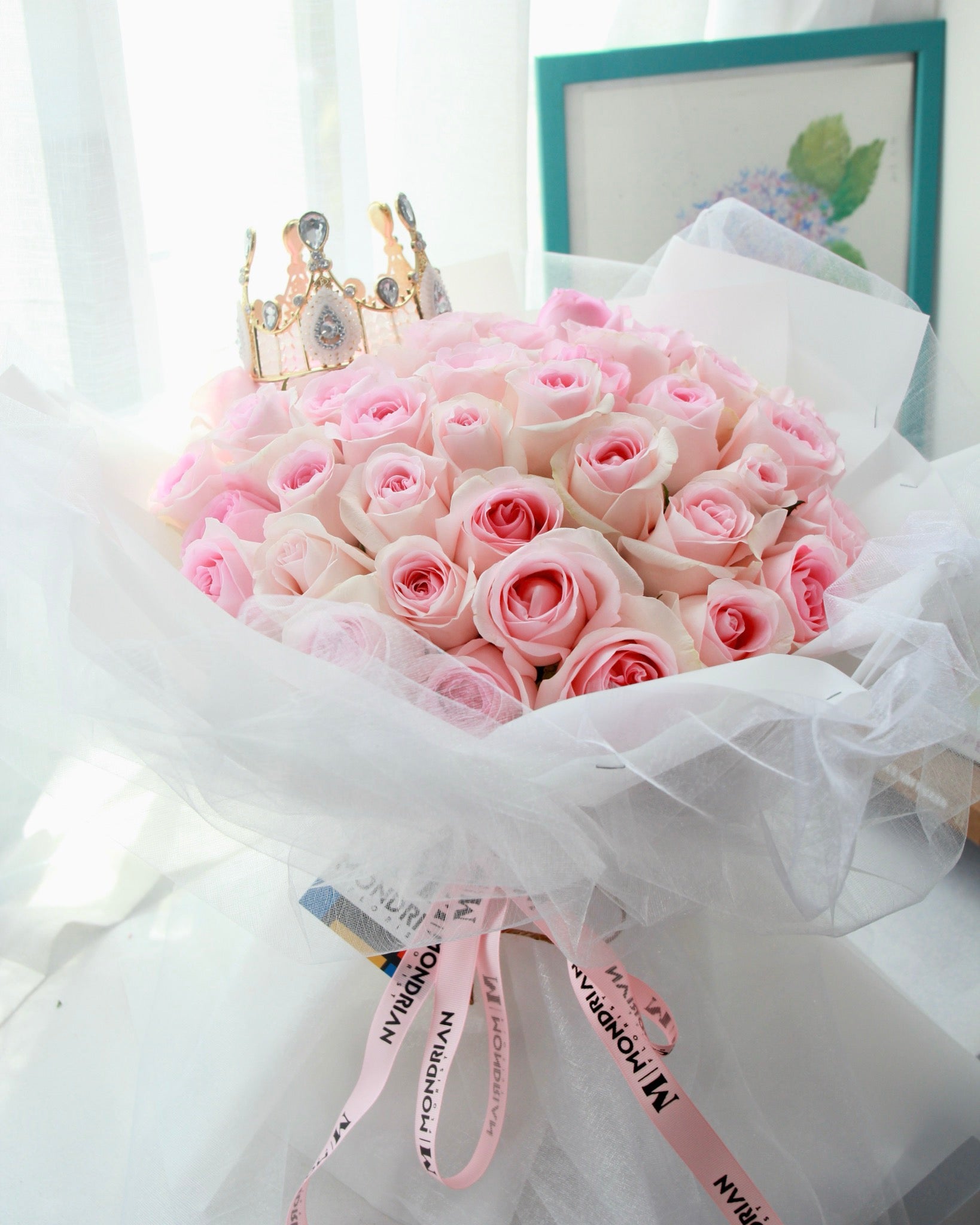 Rose only bouquet | sweet pink rose bouquet | 99 rose only Bouquet Singapore | pink rose bouquet sg | Flower Delivery Singapore‎ | Mondrian Florist SG