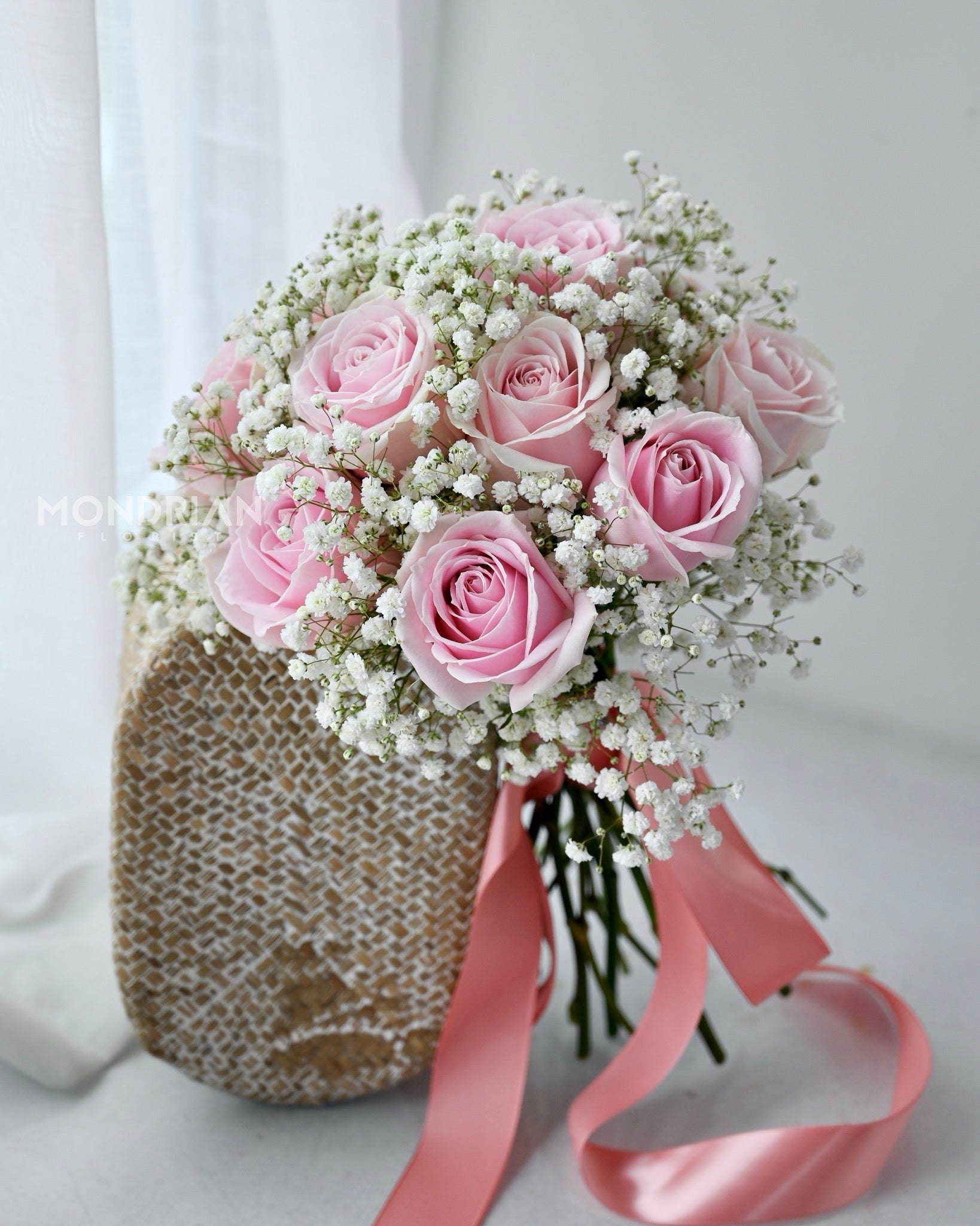 Bridal Bouquet singapore | ROM bouquet singapore | pink rose bridal bouquet | wedding flower sg | baby's breath bridal bouquet |sg wedding florist | Mondrian Florist SG