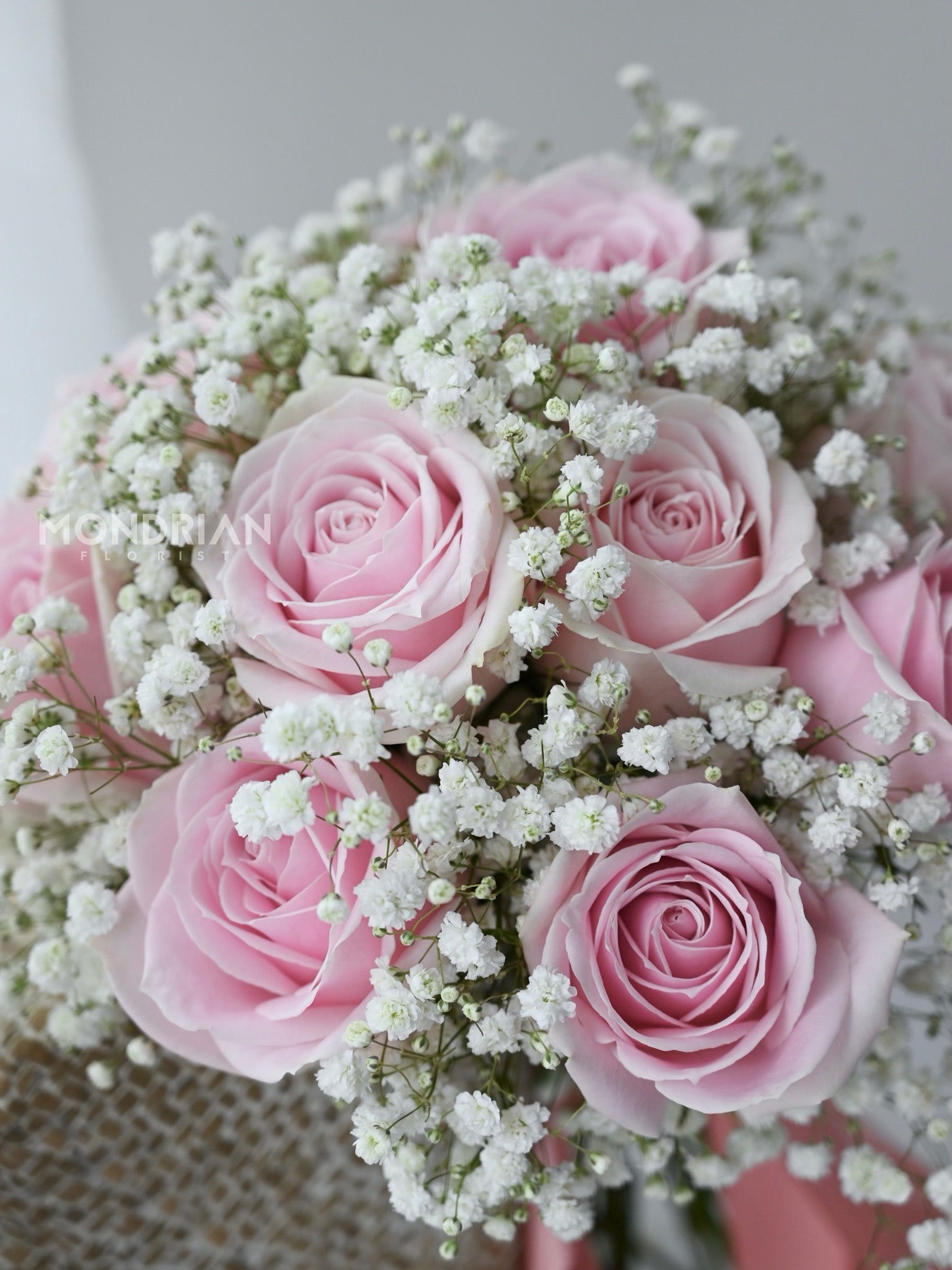 Bridal Bouquet singapore | ROM bouquet singapore | pink rose bridal bouquet | wedding flower sg | baby's breath bridal bouquet |sg wedding florist | Mondrian Florist SG