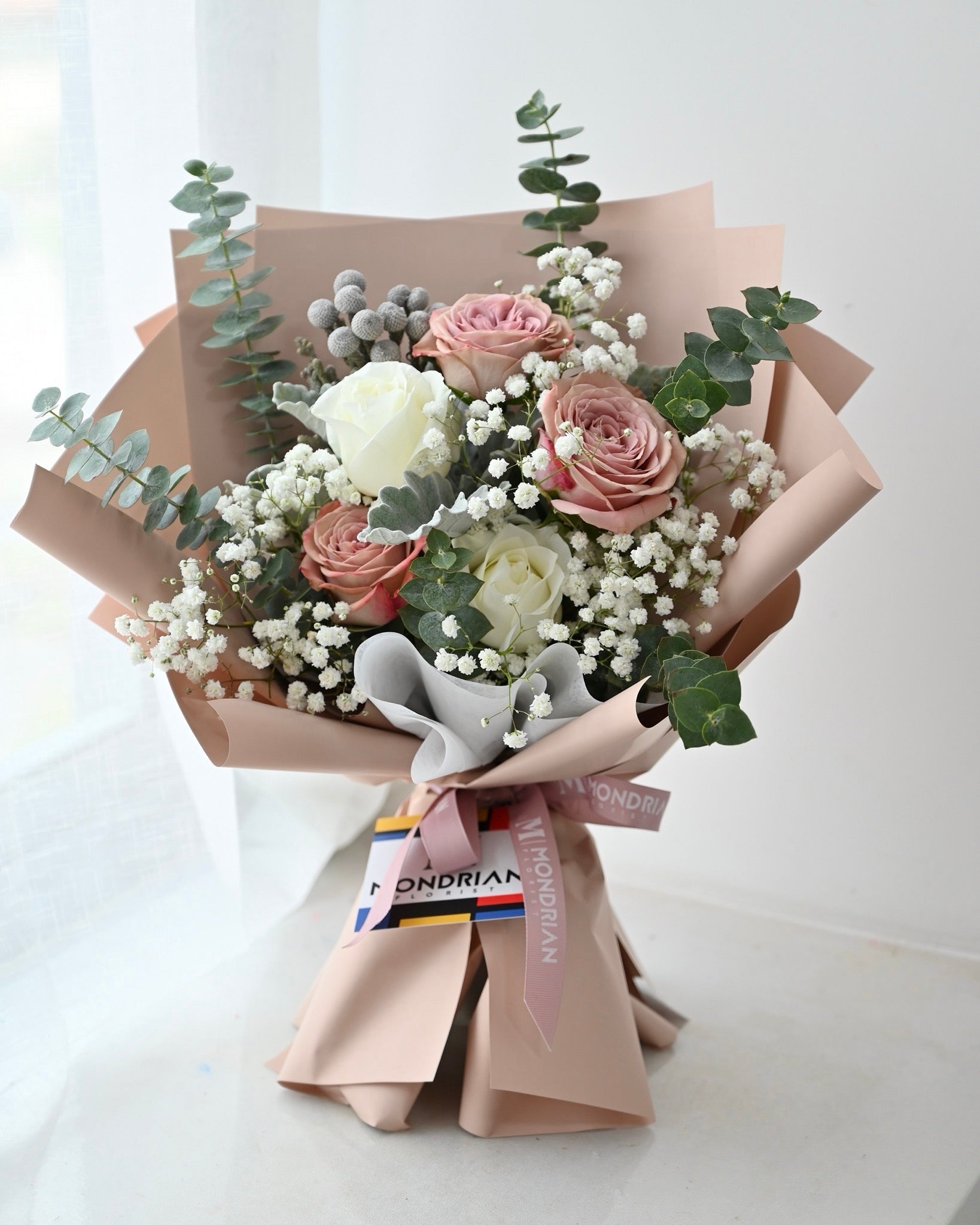 cappuccino rose bouquet | rose and baby's breath bouquet | graduation ...