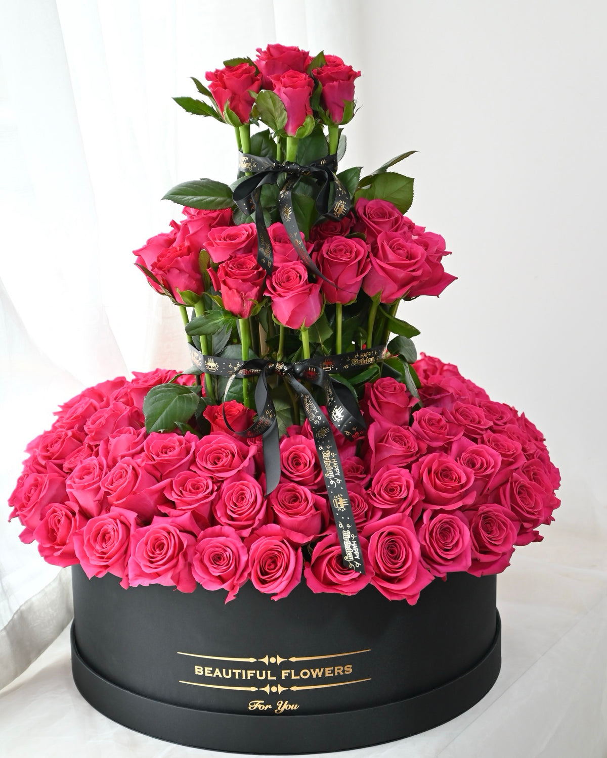 luxury 3 tier rose only blooming box by Mondrian Florist