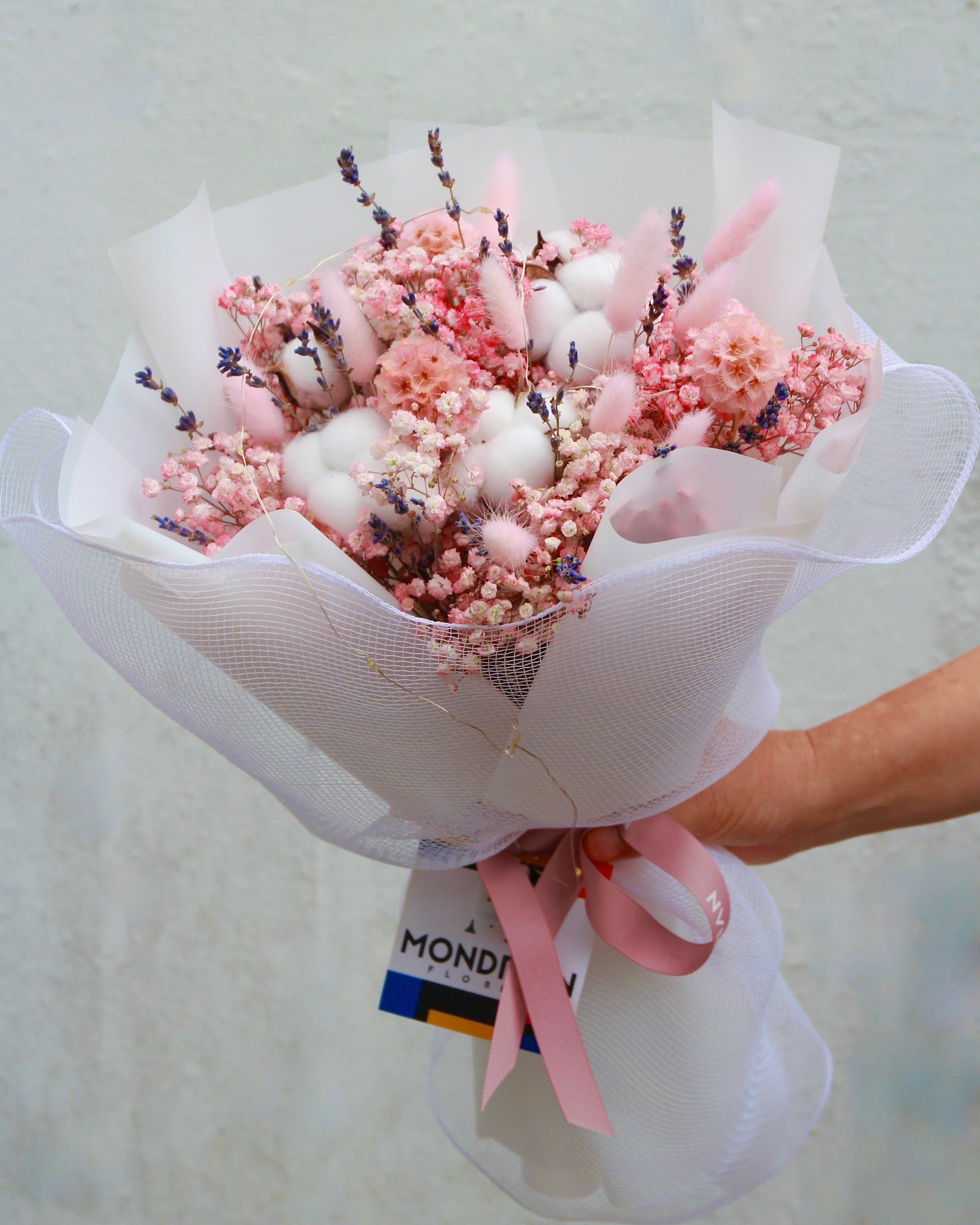 Dried Flower bouquet | lavender flower bouquet | Cotton Flowers | Flower Delivery sg | birthday flower delivery | Valentine's Day flower delivery | Mondrian Florist