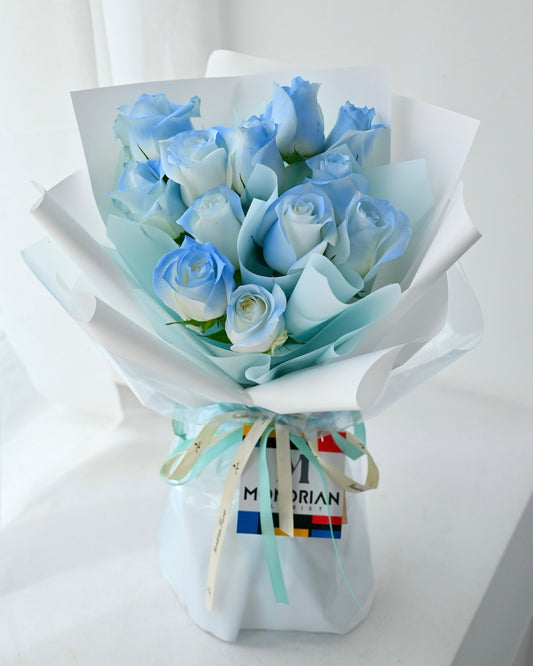 Blue rose Bouquet | anniversary rose delivery | ice blue rose flower | birthday flower | flower bouquet sg | Valentine's Day flower delivery | Mondrian Florist SG