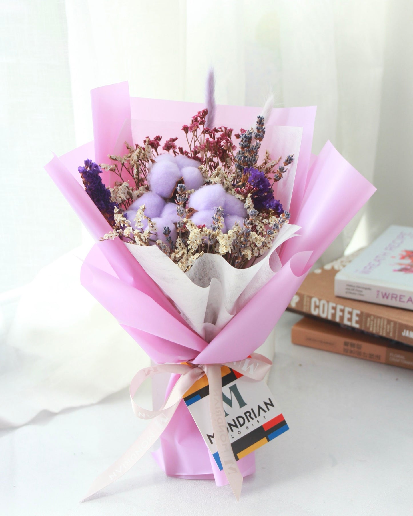 Lavender Flower bouquet | dried flower bouquet | cotton flower bouquet | cheap flower delivery singapore | Mondrian Florist