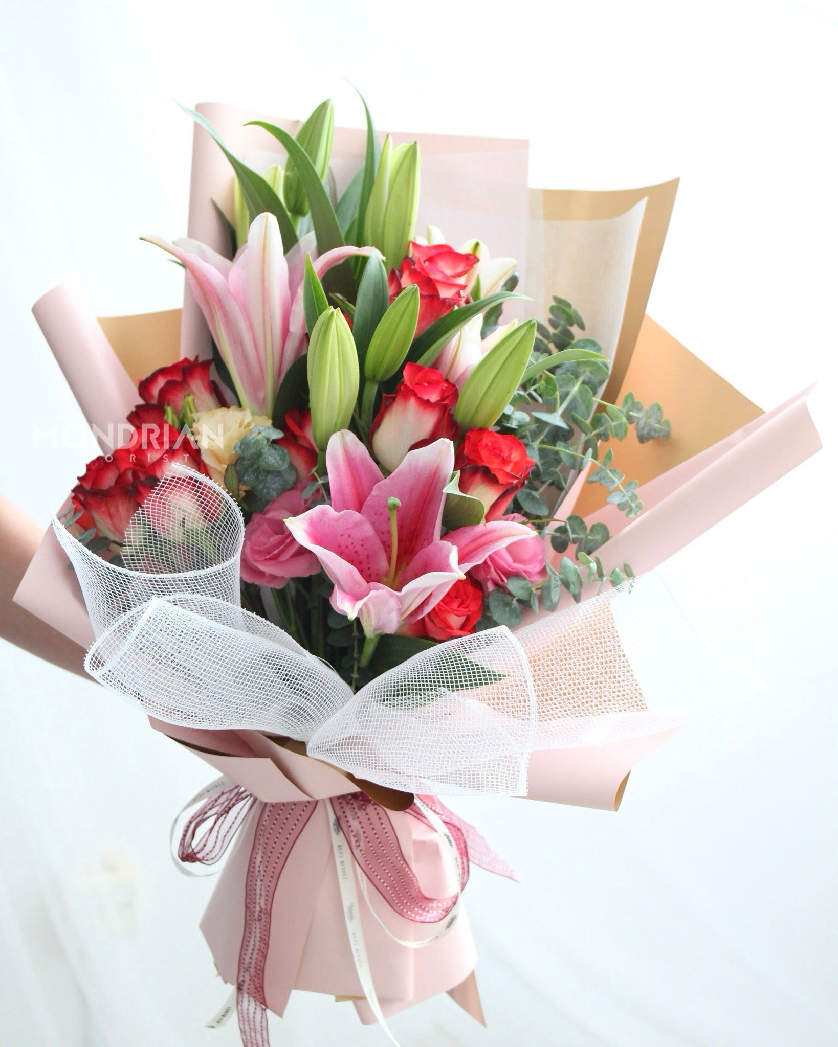 Lily rose Bouquet | Lily and rose bouquet | lily bouquet | anniversary flower delivery sg | birthday flower delivery | Valentine's Day flower delivery | Mondrian Florist SG