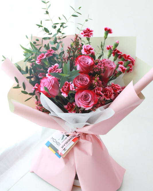 purple Roses bouquet | carnation flower bouquet | flower delivery sg | rose and carnation bouquet | online flower shop | Mondrian Florist SG