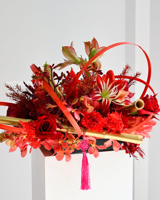 Luxury Table Arrangement - Crimson Harmony