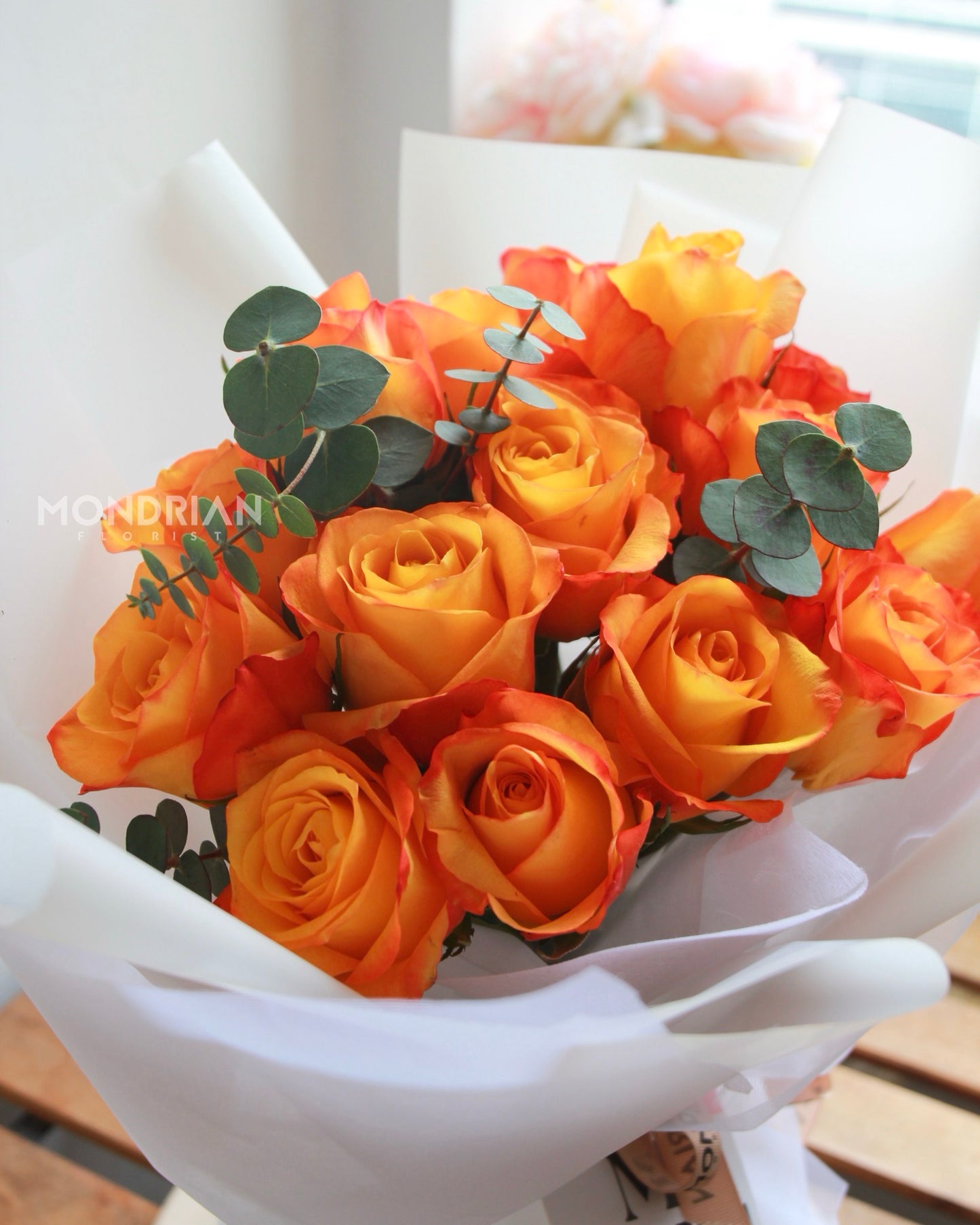 rose only singapore | orange rose bouquet | rose only bouquet | birthday flower delivery | anniversary rose delivery singapore | Mondrian Florist SG