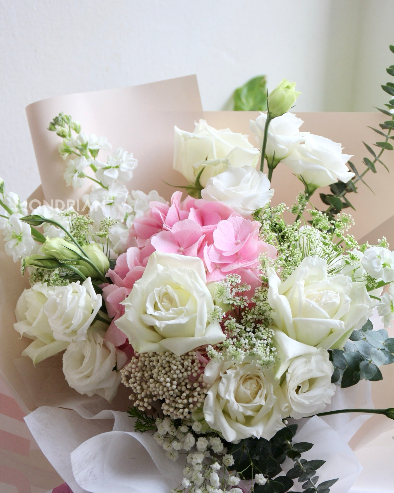 pink hydrangea bouquet sg | flower Delivery sg | pink and white flower bouquet | pastel rose bouquet | birthday flower delivery | flower shop near me | sg Online Florist | hydrangea flower | Mondrian Florist SG