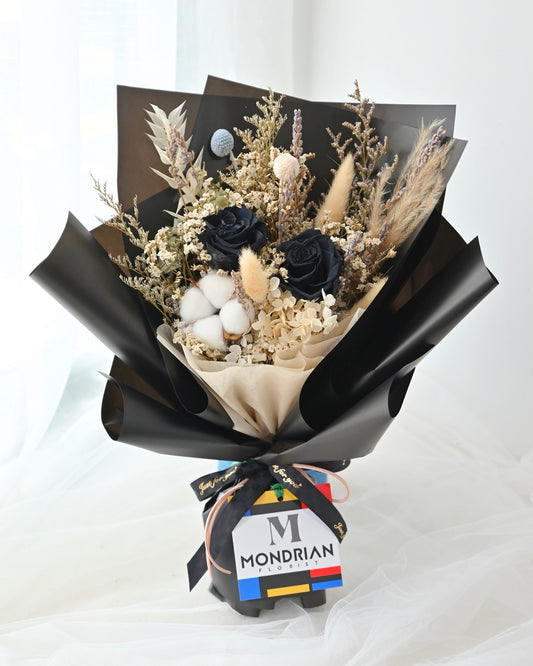 Preserved Rose Bouquet | dried flower bouquet | black rose bouquet | flower delivery sg | Mondrian Florist SG