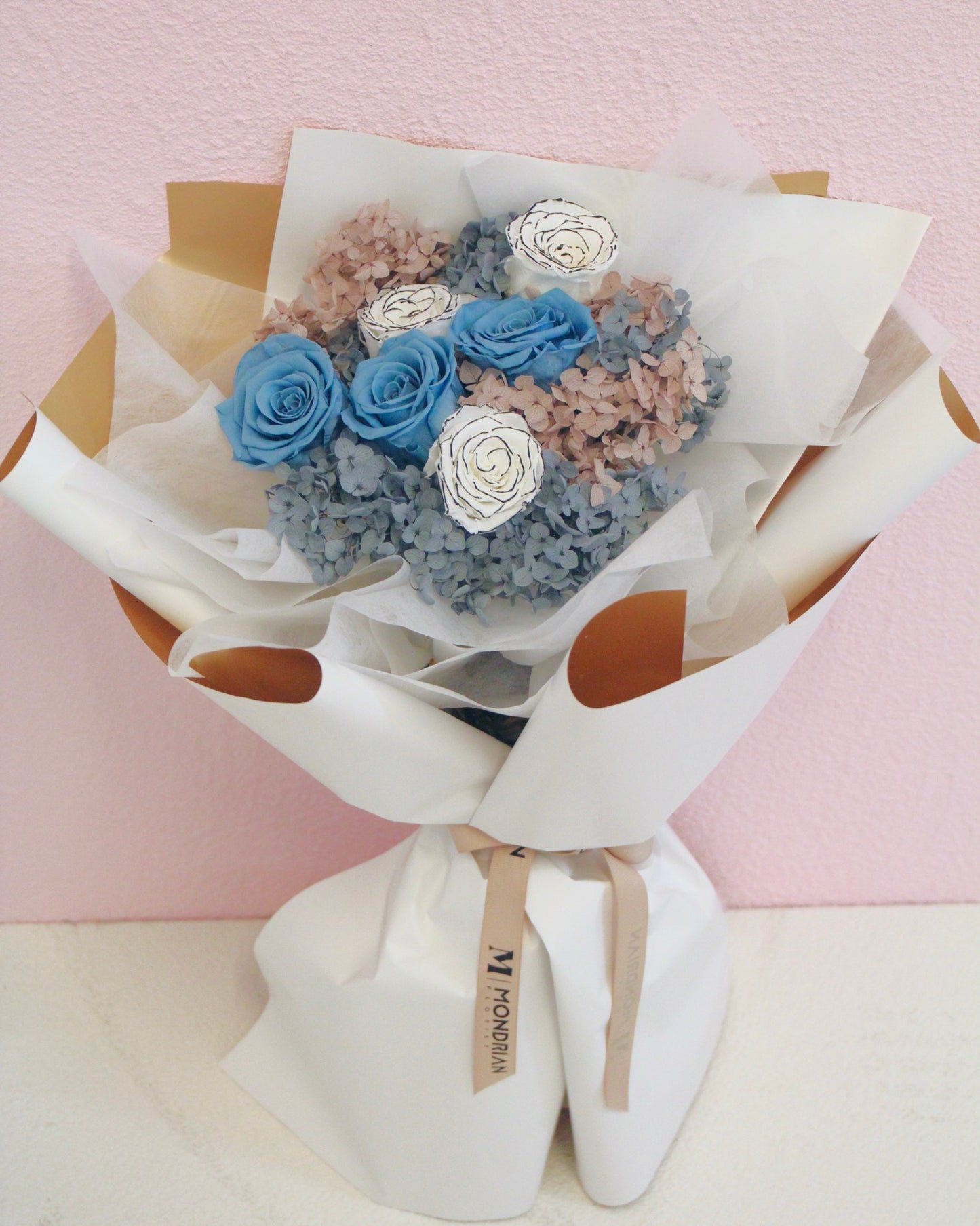 Preserved Rose Bouquet | dried flower bouquet | blue rose bouquet | birthday flower delivery sg | Mondrian Florist SG