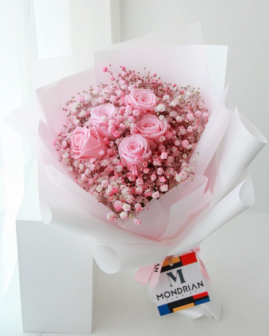 Preserved Sakura Pink Rose Bouquet | pink rose | flower delivery sg | birthday flower | dried flower bouquet | Mondrian Florist SG