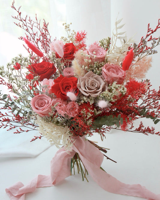Dried Flower Bridal Bouquet | SG wedding Florist | ROM bouquet | photo shooting flower | preserved bridal bouquet | Mondrian Florist SG