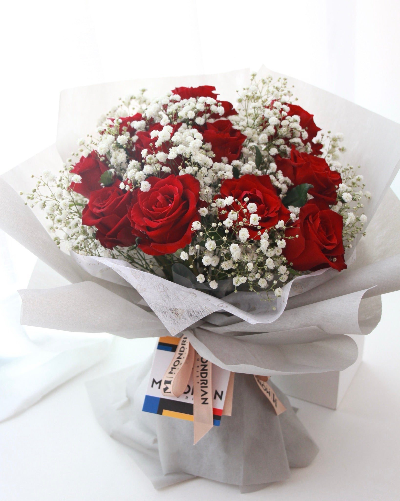 Rose and baby's breath bouquet | birthday rose sg | flower bouquet sg | red rose bouquet | birthday flower delivery | anniversary flower | flower shop near me | Mondrian Florist