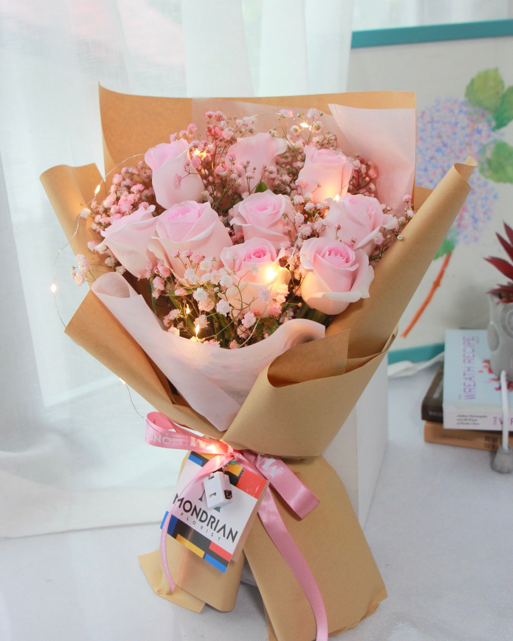 Pink Rose bouquet | rose with baby's breath sg | flower bouquet sg | pink flower bouquet | birthday flower | anniversary flower | flower shop singapore | Mondrian Florist