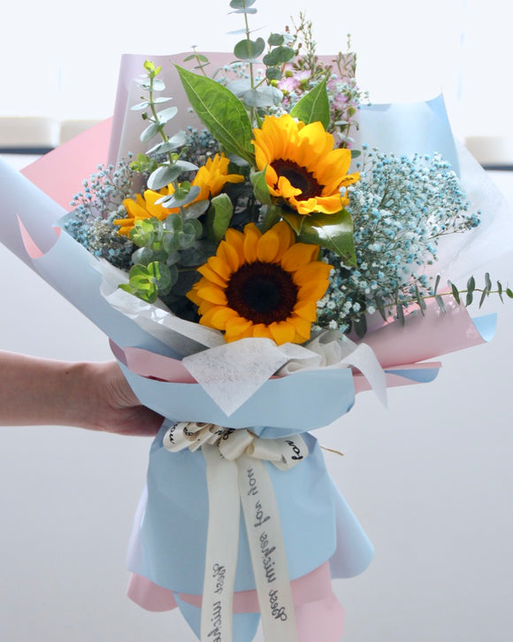 sunflower bouquet | baby's breath flower | flower bouquet sg | flower delivery sg | mondrian florist