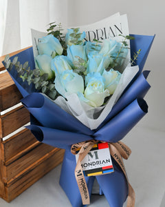 Blue rose Flower Bouquet | anniversary flower delivery | ice blue rose flower | birthday flower | flower bouquet sg | Valentine's Day flower delivery | Mondrian Florist SG