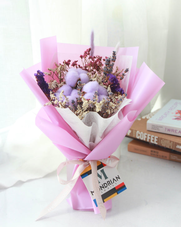 cotton flower bouquet | dried flower bouquet | lavender flower bouquet
