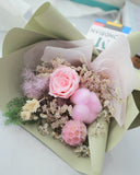 Preserved Flower Bouquet - pink Rose - cotton flower | flower delivery online florist | Mondrian Florist SG