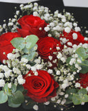 Red Rose and baby's Breath - The Romantic - 6 stalks