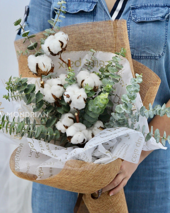Cotton Flower Bouquet | flower delivery sg | flower bouquet singapore | dried flower bouquet | Mondrian Florist