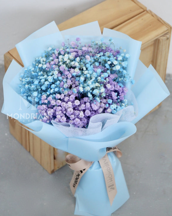 Blue and purple Baby's Breath | baby's breath flower bouquet | birthday flower bouquet | Flower Delivery sg | Mondrian Florist SG