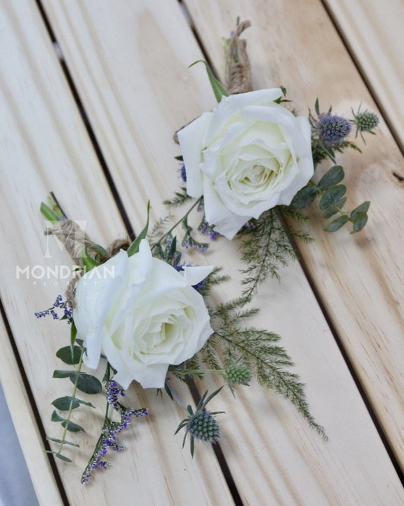 Wedding flower | Groom Corsage | White rose corsage | sg wedding florist | Mondrian Florist SG