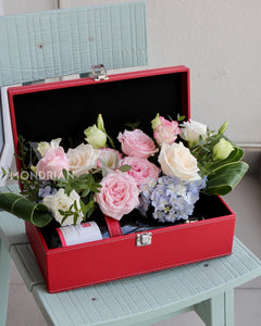 Gift Hamper | congratulation flower box  Floral Wine Box | Flower Delivery | Mondrian Florist SG